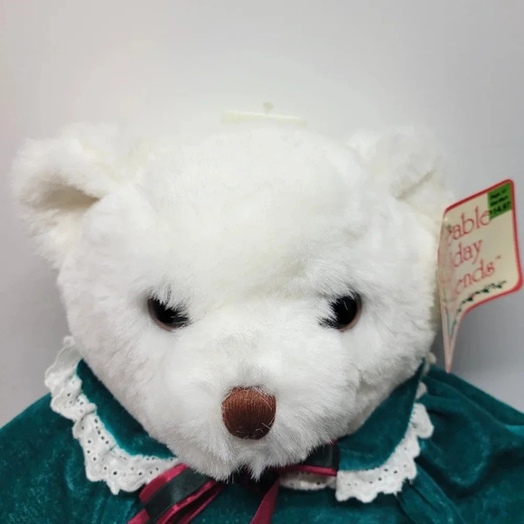 "Vintage T.L. Toys Loveable Holiday Friends Christmas Bear White Plush Girl Bear - Picture 3 of 15